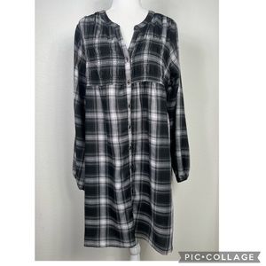 COPY - Knox Rose Tiered Flannel Tunic XXL Plaid Shirts Dress